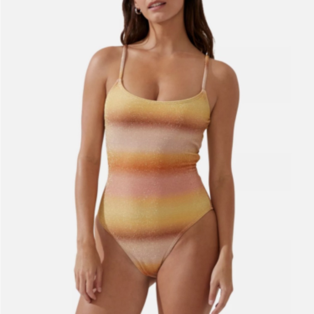Cotton On Women's Glitter Ombre Scoop Neck One Piece Swimsuit Size large